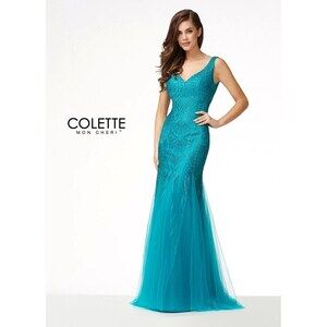 Colette Lace Fit & Flare Gown CL17164 Jade